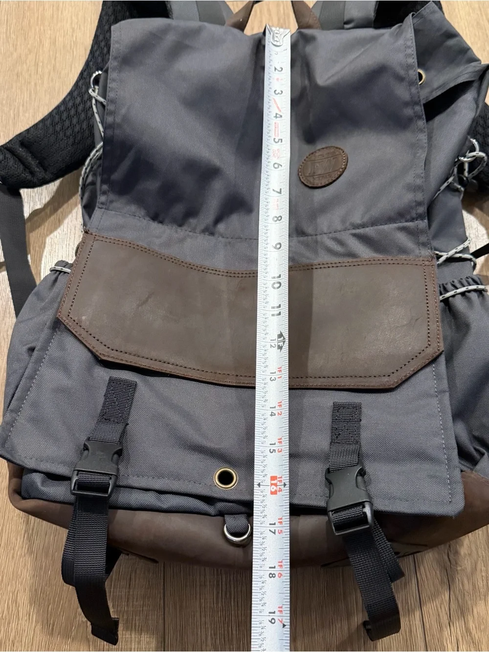 Faith Works handmade in Nepal Gray Canvas Backpack with Brown Leather Trim